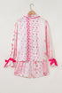 Mixed Floral Print Satin Long Sleeve Pajama Set