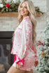 Mixed Floral Print Satin Long Sleeve Pajama Set