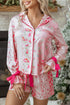 Mixed Floral Print Satin Long Sleeve Pajama Set