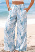 Mixed Floral Print Smocked Waist Wide Leg Pants
