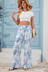 Mixed Floral Print Smocked Waist Wide Leg Pants