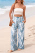 Mixed Floral Print Smocked Waist Wide Leg Pants