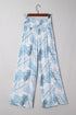 Mixed Floral Print Smocked Waist Wide Leg Pants