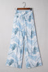 Mixed Floral Print Smocked Waist Wide Leg Pants
