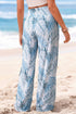 Mixed Floral Print Smocked Waist Wide Leg Pants