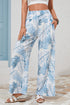 Mixed Floral Print Smocked Waist Wide Leg Pants