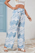 Mixed Floral Print Smocked Waist Wide Leg Pants