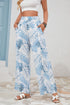 Mixed Floral Print Smocked Waist Wide Leg Pants