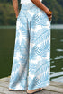 Mixed Floral Print Smocked Waist Wide Leg Pants