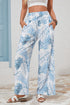 Mixed Floral Print Smocked Waist Wide Leg Pants