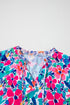 Mixed Floral Print Tie Split Neck Short Sleeve Dress