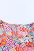 Mixed Floral Print V Neck Puff Sleeve Blouse