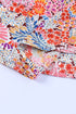 Mixed Floral Print V Neck Puff Sleeve Blouse