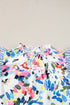 Mixed Floral Striped Print Ruffle Sleeve Blouse