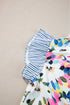 Mixed Floral Striped Print Ruffle Sleeve Blouse
