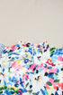 Mixed Floral Striped Print Ruffle Sleeve Blouse