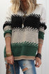 Mixed Geometric Pattern Relaxed Fit Knit Sweater