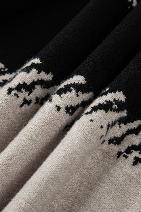 Mixed Geometric Pattern Relaxed Fit Knit Sweater