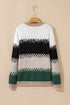 Mixed Geometric Pattern Relaxed Fit Knit Sweater