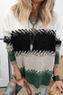 Mixed Geometric Pattern Relaxed Fit Knit Sweater