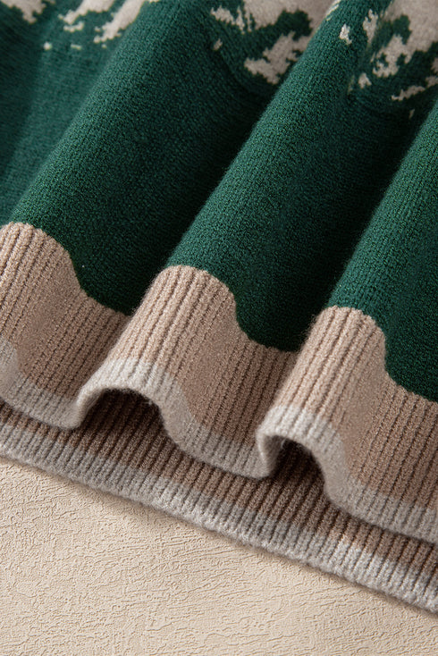 Mixed Geometric Pattern Relaxed Fit Knit Sweater