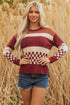Mixed Geometric Print Crew Neck Sweater