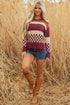 Mixed Geometric Print Crew Neck Sweater