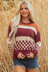 Mixed Geometric Print Crew Neck Sweater
