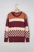Mixed Geometric Print Crew Neck Sweater