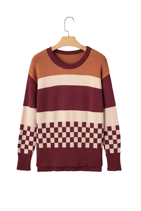 Mixed Geometric Print Crew Neck Sweater