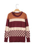 Mixed Geometric Print Crew Neck Sweater