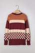 Mixed Geometric Print Crew Neck Sweater