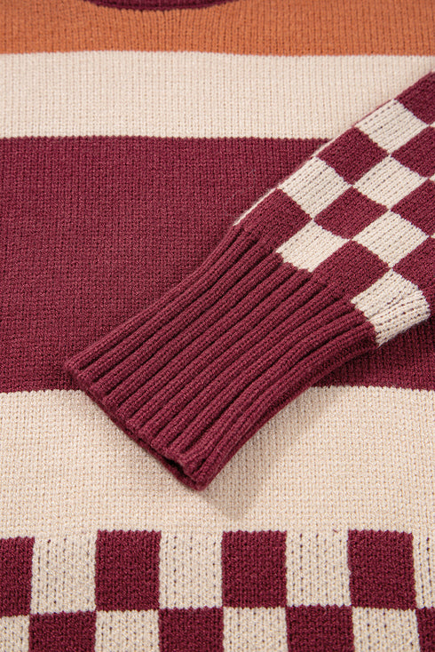 Mixed Geometric Print Crew Neck Sweater