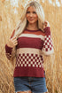 Mixed Geometric Print Crew Neck Sweater