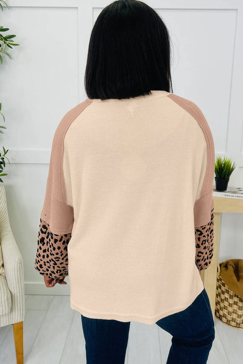Mixed Media Animal Print Star Patchwork Waffle Top