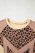 Mixed Media Animal Print Star Patchwork Waffle Top