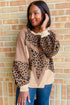 Mixed Media Animal Print Star Patchwork Waffle Top