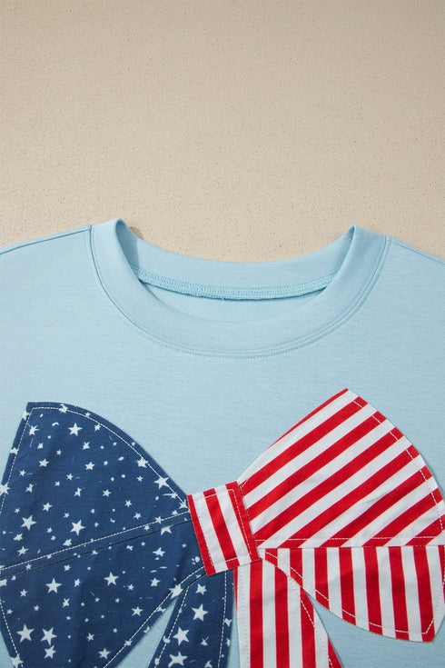 Mixed Media Bow Patchwork Graphic Tee