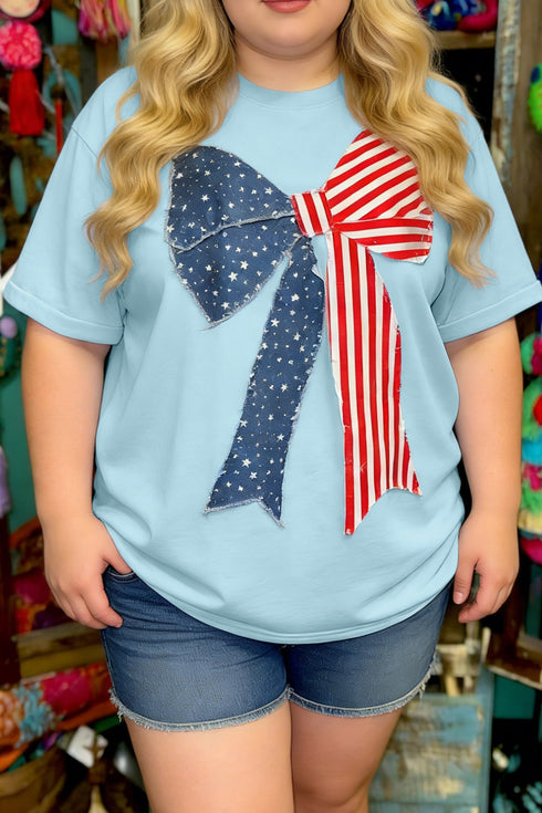 Mixed Media Bow Patchwork Graphic Tee