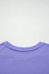 Mixed Media Floral Applique Raw Edge Pullover Sweatshirt