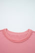 Mixed Media Floral Applique Raw Edge Pullover Sweatshirt