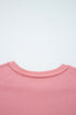 Mixed Media Floral Applique Raw Edge Pullover Sweatshirt