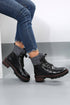 Mixed Media Knit Detail Lace Up Ankle Boots