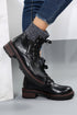 Mixed Media Knit Detail Lace Up Ankle Boots