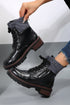 Mixed Media Knit Detail Lace Up Ankle Boots