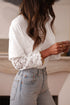 Mixed Media Lace Sleeve Relaxed Fit Top