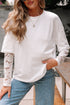 Mixed Media Lace Sleeve Relaxed Fit Top