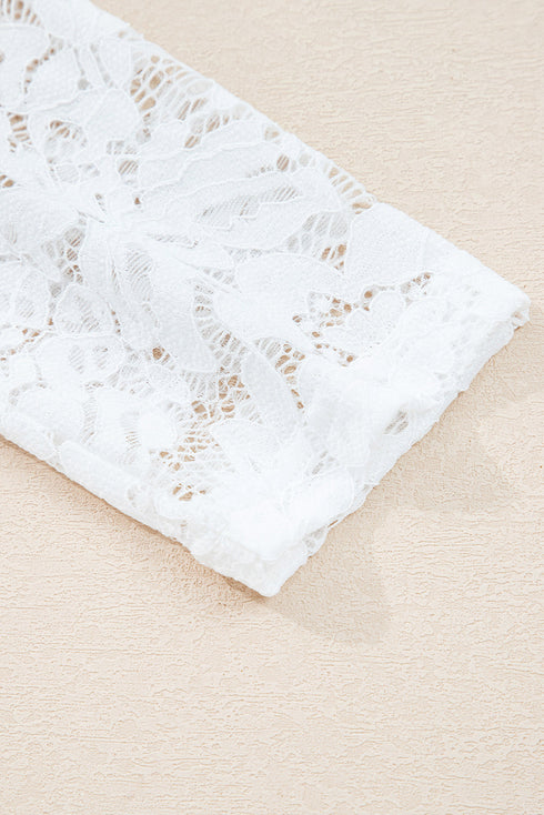 Mixed Media Lace Sleeve Relaxed Fit Top