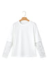 Mixed Media Lace Sleeve Relaxed Fit Top