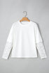 Mixed Media Lace Sleeve Relaxed Fit Top